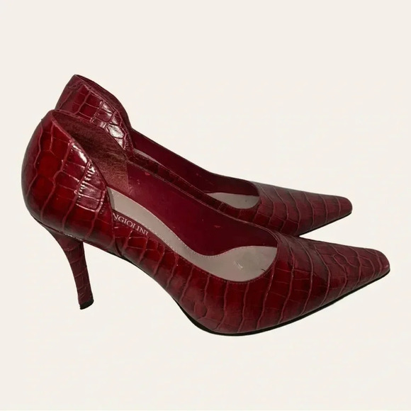 Women’s ENZO ANGIOLINI HEELS CONE HEELS ALLIGATOR SKIN RED IN COLOR SIZE 6.5M - Picture 9 of 16